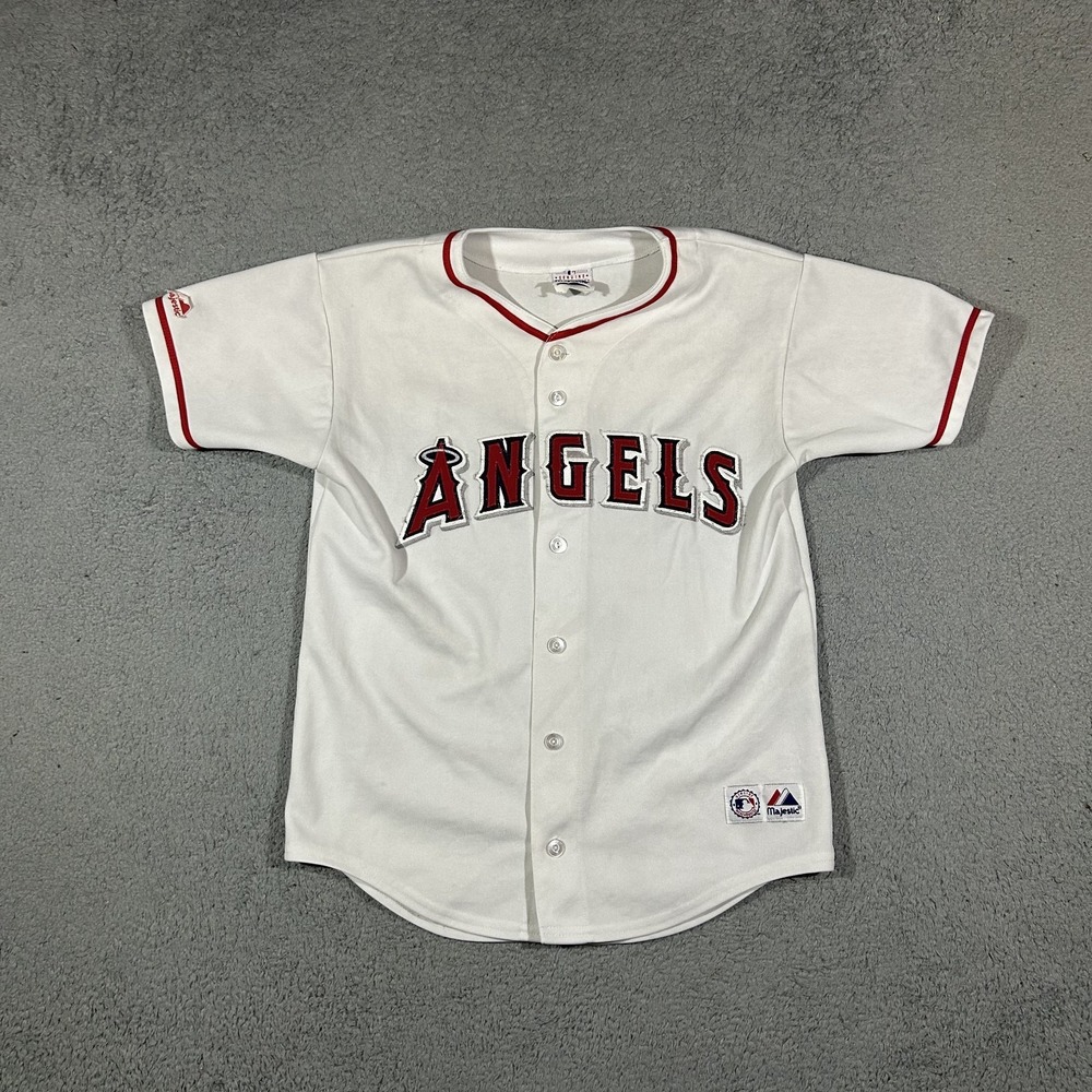 Majestic White Baseball Jersey Los Angeles Angels Youth Size Large #3775